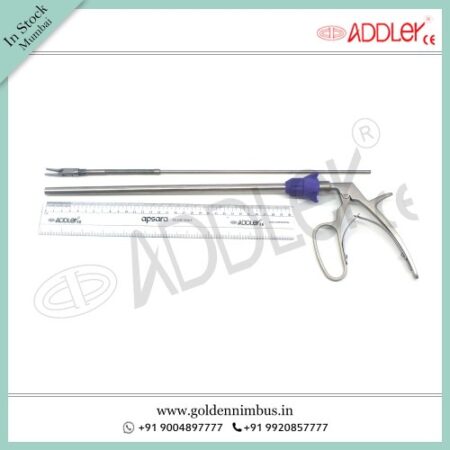 This image is about ADDLER Laparoscopic 10mm Single Action Clip Applicator