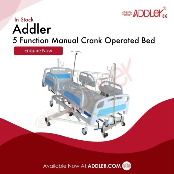 This image is about Five Function Manual Crank Operated ICU Bed