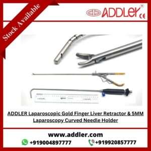 ADDLER Laparoscopic Gold Finger Liver Retractor & 5MM Laparoscopy Curved Needle Holder