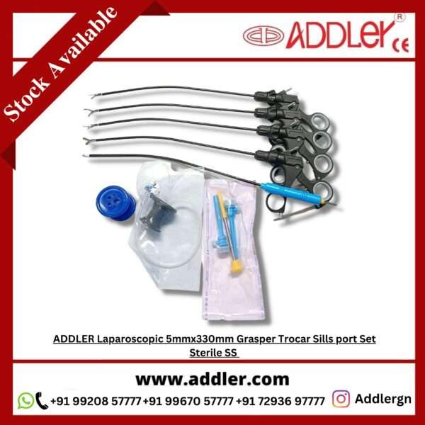 Laparoscopic 5mmx330mm Grasper Trocar Sills port Set Sterile SS Surgical Laparoscopy Instrument .